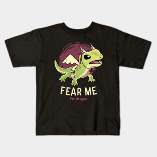 Fear Me Im Dragon // Funny Lizard, Reptile, Motivational Kids T-Shirt